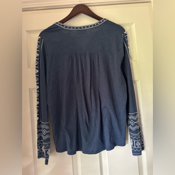 NWT STYLE & CO Women's Cotton Blue Floral Embroidered Shirt Womens size Large - Picture 5 of 8